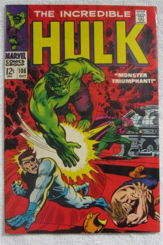 The Incredible Hulk #108 (Oct 1968, Marvel) 1st app Missing Link VF/NM 9.0