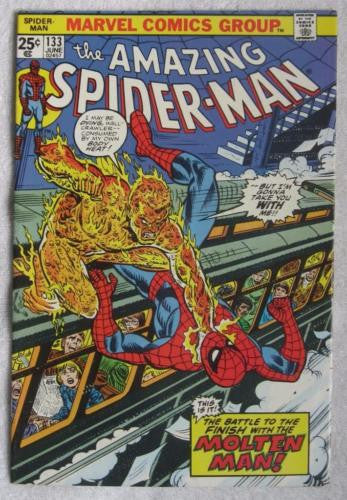 The Amazing Spider-Man #133 (Jun 1974, Marvel) Molten Man High Grade VF+ 8.5