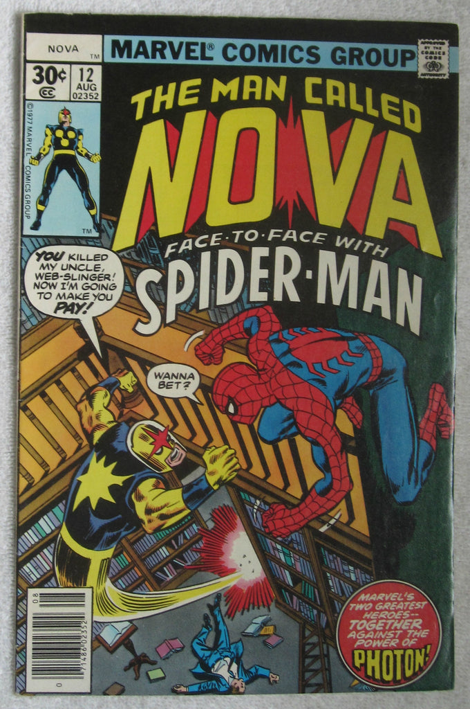 Nova #12 (Aug 1977, Marvel) Spider-Man app FN+ 6.5