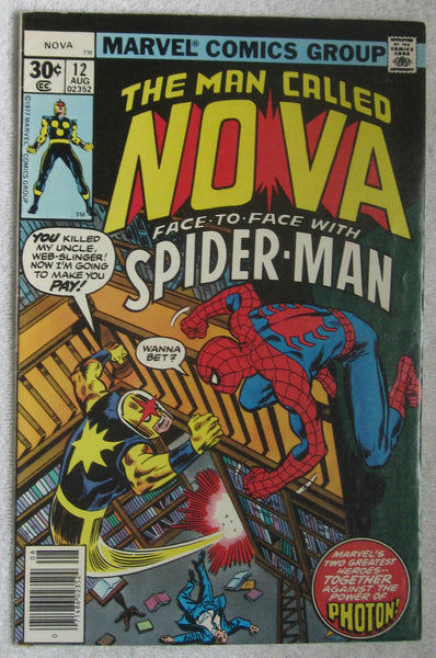 Nova #12 (Aug 1977, Marvel) Spider-Man app FN+ 6.5