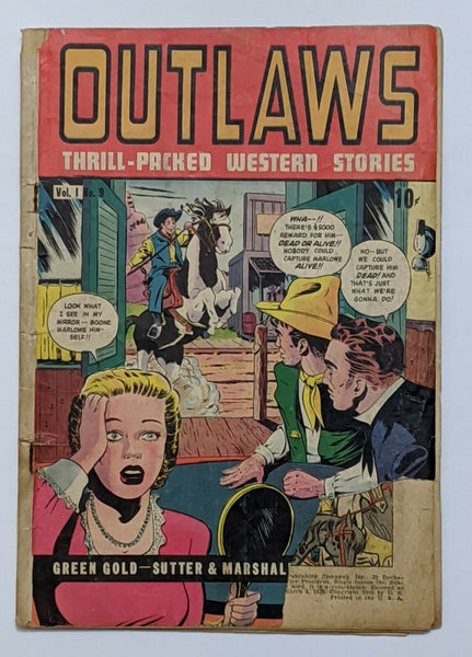 Outlaws #9 (Jul 1949, DS Publishing) Good- 1.8 Frank Frazetta art Scarce