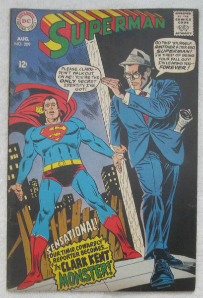 Superman #209 (Aug 1968, DC) Fine 6.0