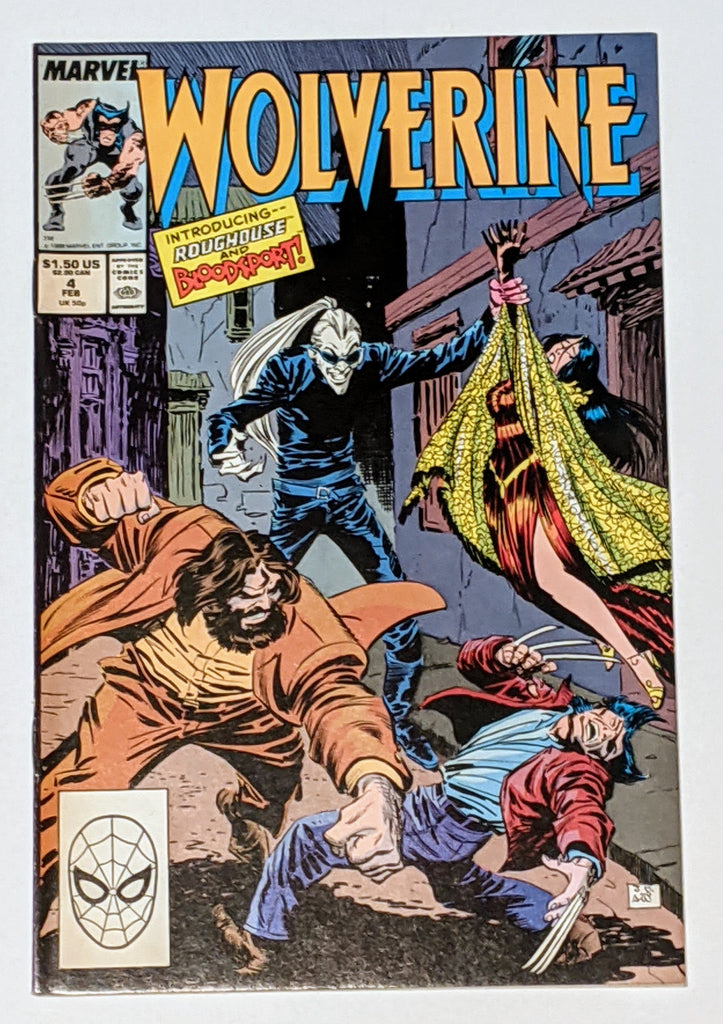 Wolverine #4 (Feb 1989, Marvel) VF 8.0 1st app Bloodsport & Roughouse